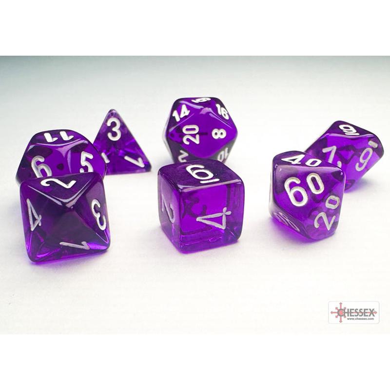 Chessex 20377 Translucent Mini-hedral Purple/white 7-Die Set