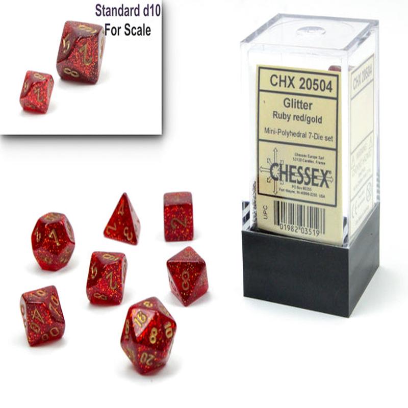 Chessex 20504 Glitter Mini-hedral Ruby/gold 7-Die Set