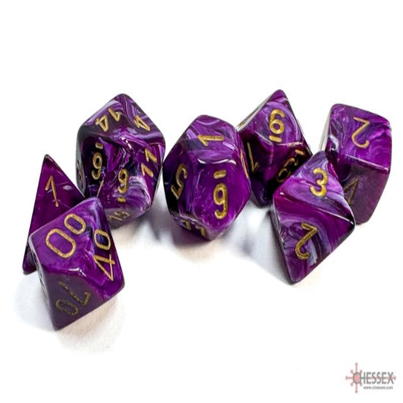 Chessex 27437 Vortex Purple w/gold Classic Polyhedral
