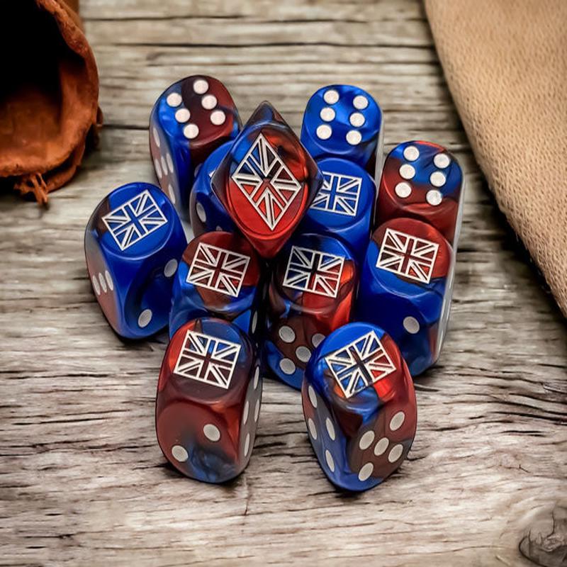 Chessex 29064 Great Britain War Dice Gemini Blue-Red/white 16mm d6