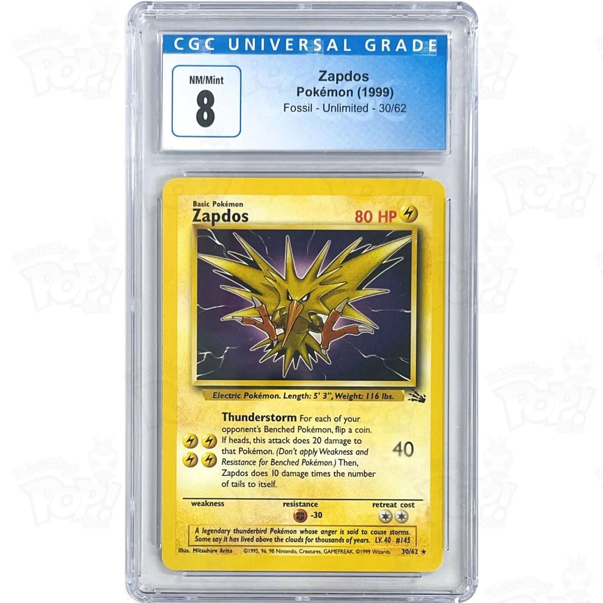Pokemon TCG: Fossil Zapdos 30 / Rare CGC 8