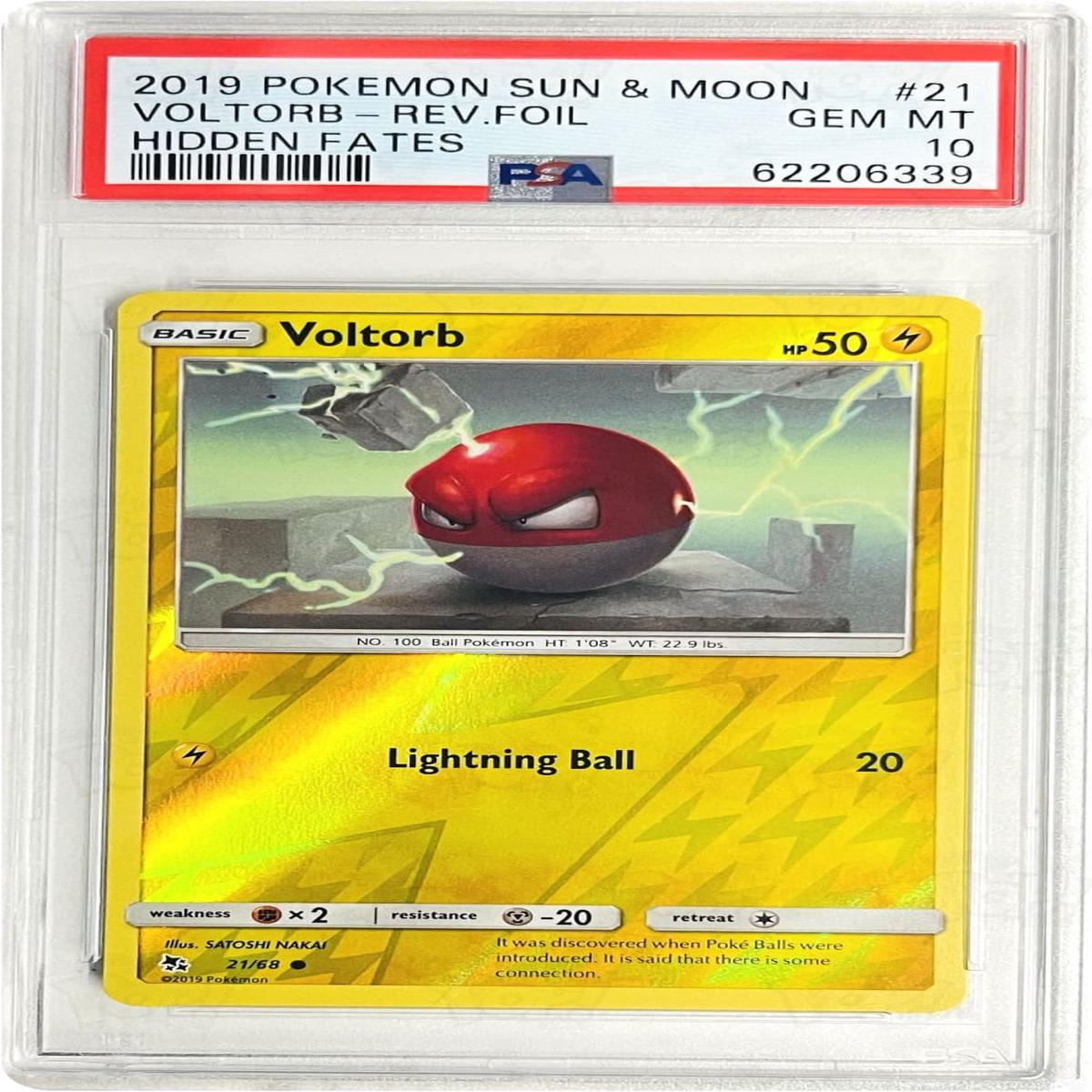 Pokemon TCG: Hidden Fates Voltorb 21/68 / Reverse Holo PSA 10