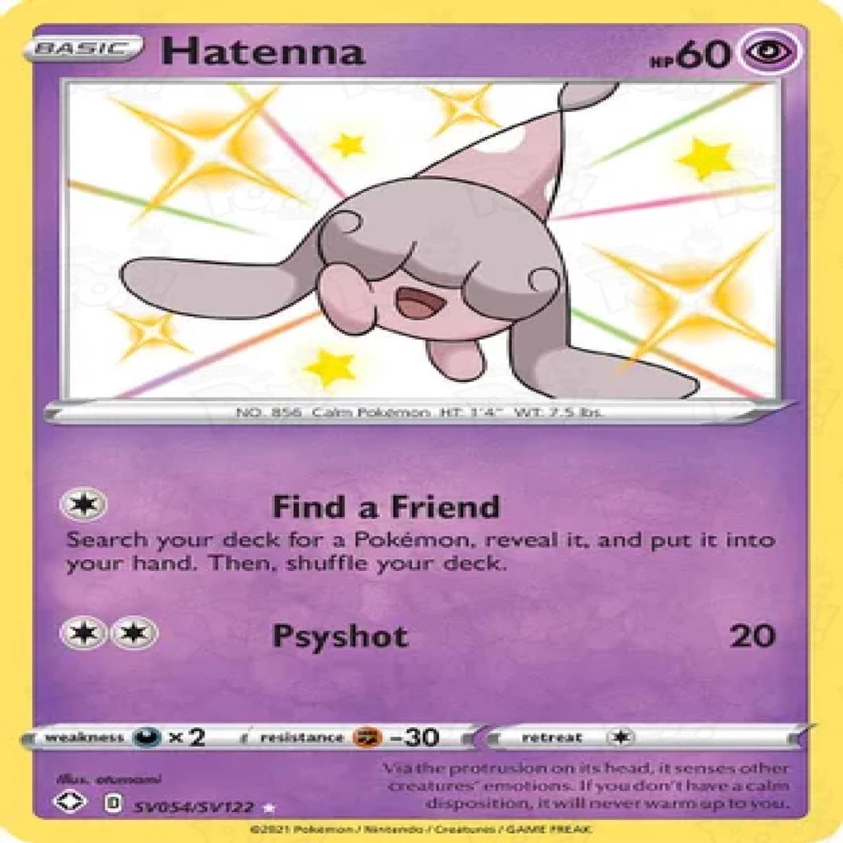 Pokemon TCG: Shining Fates: Shiny Vault Hatenna SV054/SV122 / Shiny Holo Rare