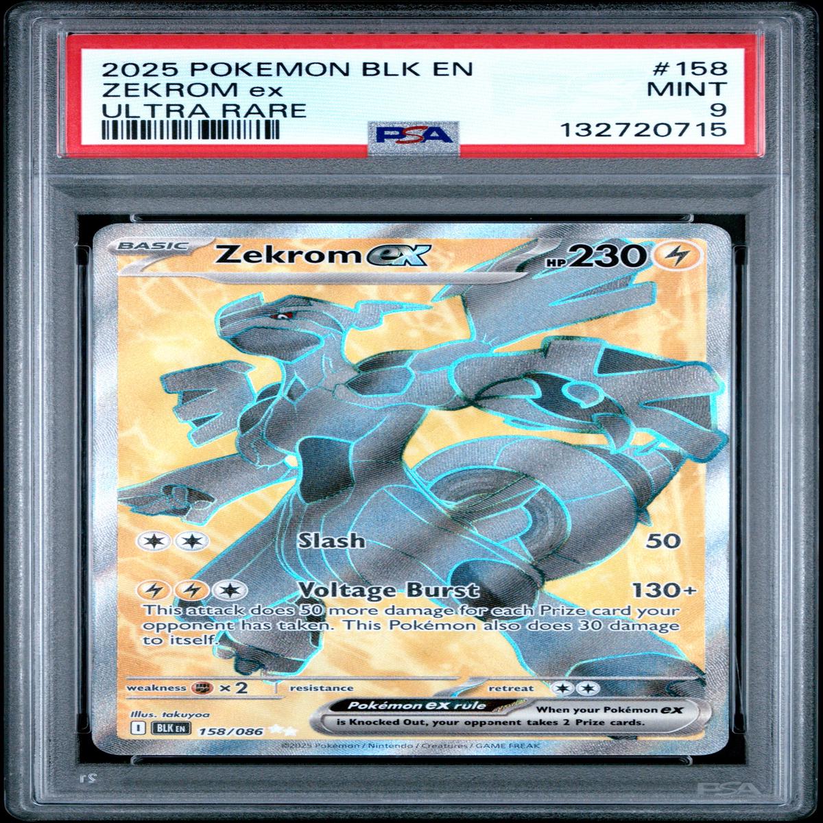 2025 POKEMON BLK EN-BLACK BOLT #158 ZEKROM ex ULTRA RARE PSA 9