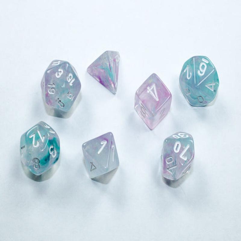 Chessex 20545 Nebula Mini-hedral Wisteria/white 7-Die set
