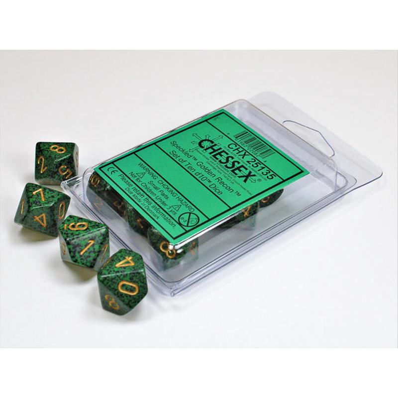 Chessex 25135 Speckled Golden Recon Set of Ten d10s