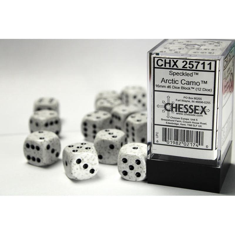 Chessex 25711 Speckled 16mm d6 Arctic Camo Dice Block (12 dice)