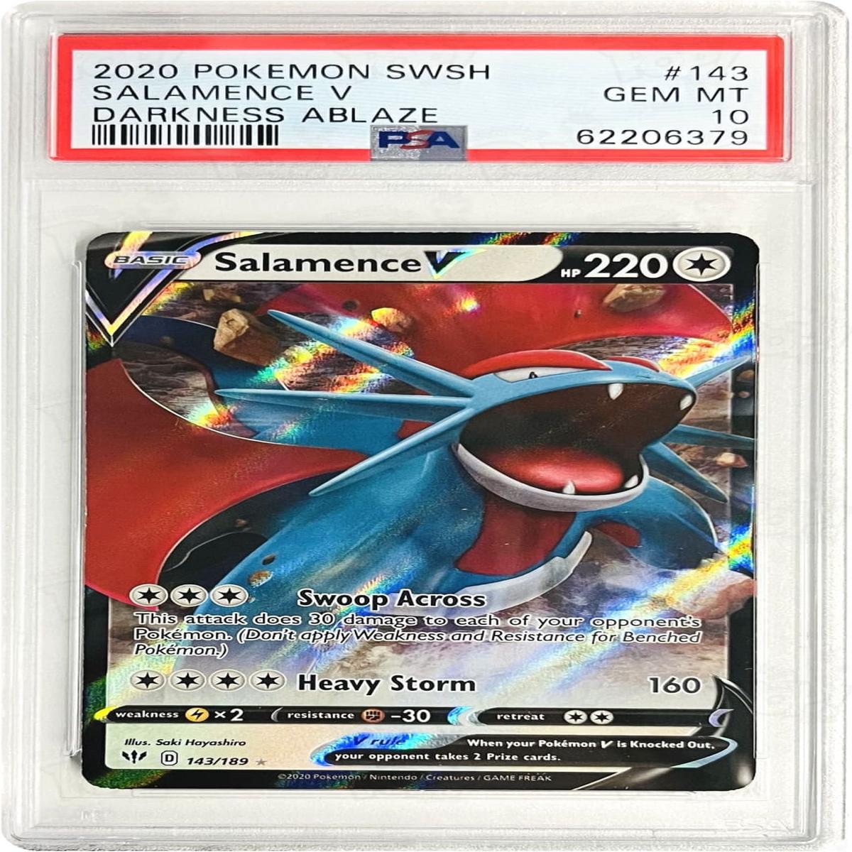 Pokemon TCG: SWSH03: Darkness Ablaze Salamence V 143/189 / Ultra Rare PSA 10