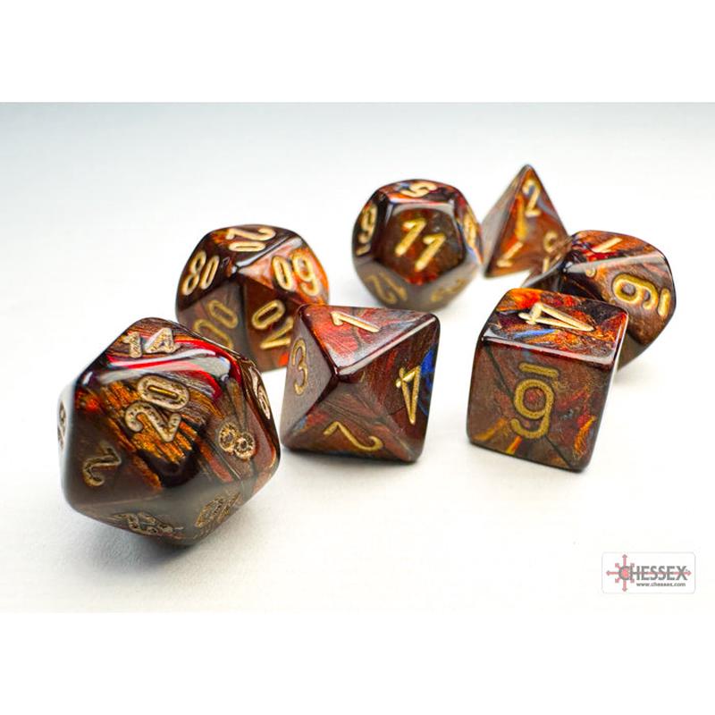 Chessex 20419 Scarab Mini-hedral Blue Blood/gold 7-Die Set