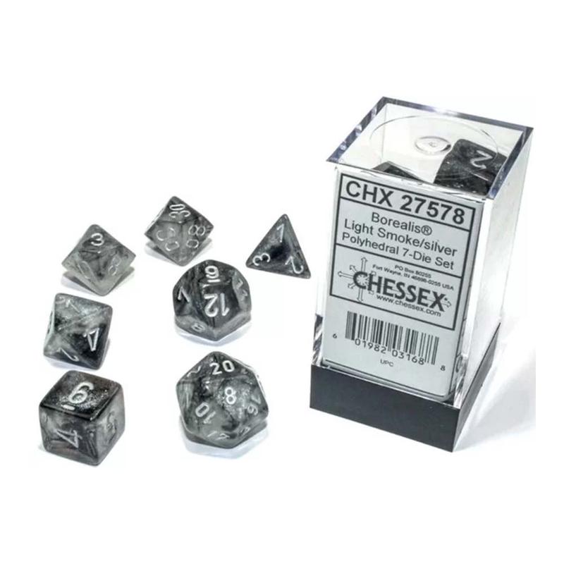 Chessex 27578 Borealis smoke/silver luminary poly set