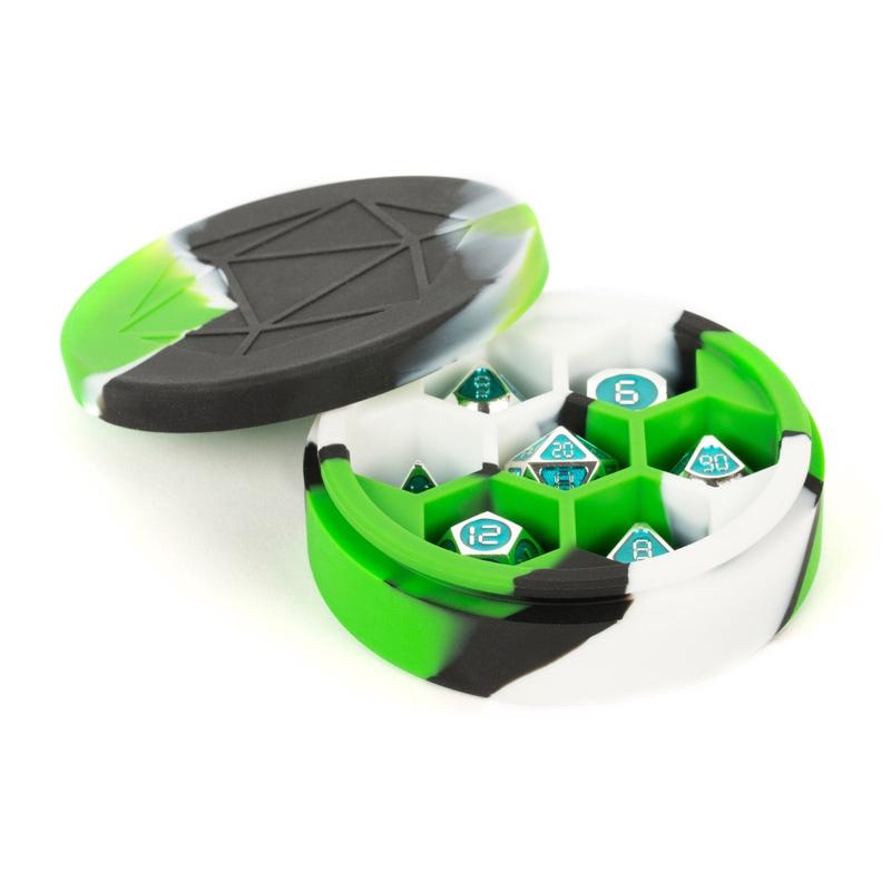MDG MDG925 Silicone Round Dice Case: Green/Black/White
