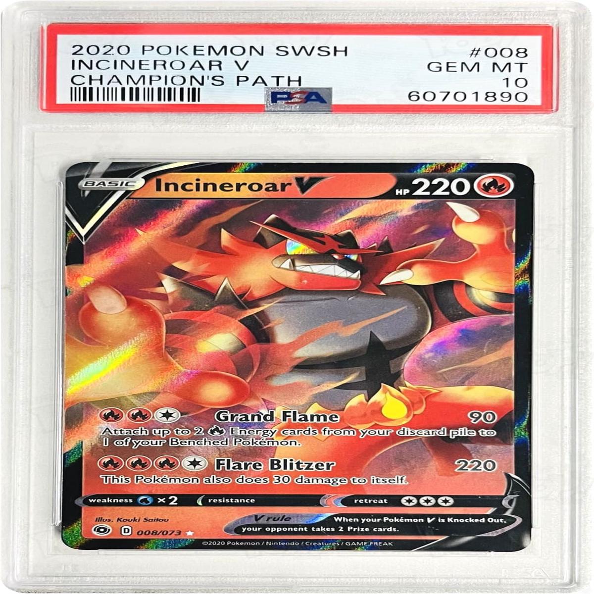 Pokemon TCG: Champion's Path Incineroar V 08/73 / Ultra Rare PSA 10