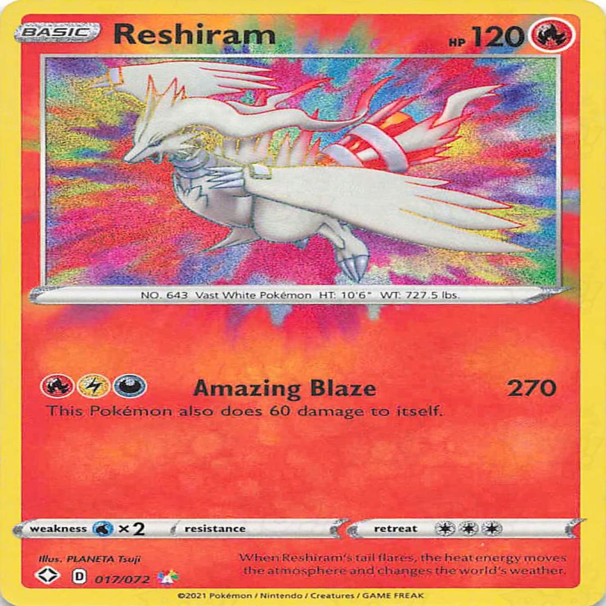 Pokemon TCG: Shining Fates: Reshiram 017/072 Amazing Rare Holo