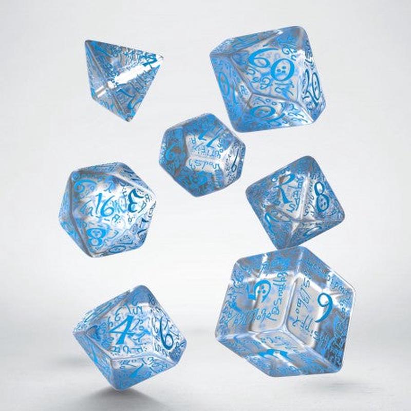 Q Workshop SELV08 Elvish Translucent & blue Dice Set