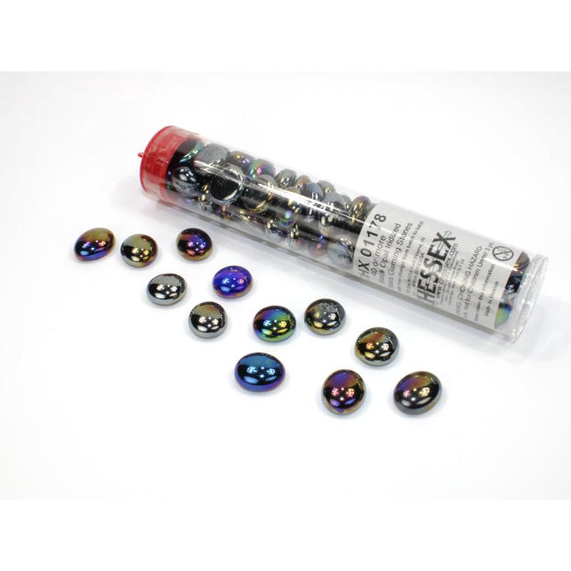 Chessex 1178 Iridized Black Glass Stones Qty 40 or more in 5 1/2" Tube