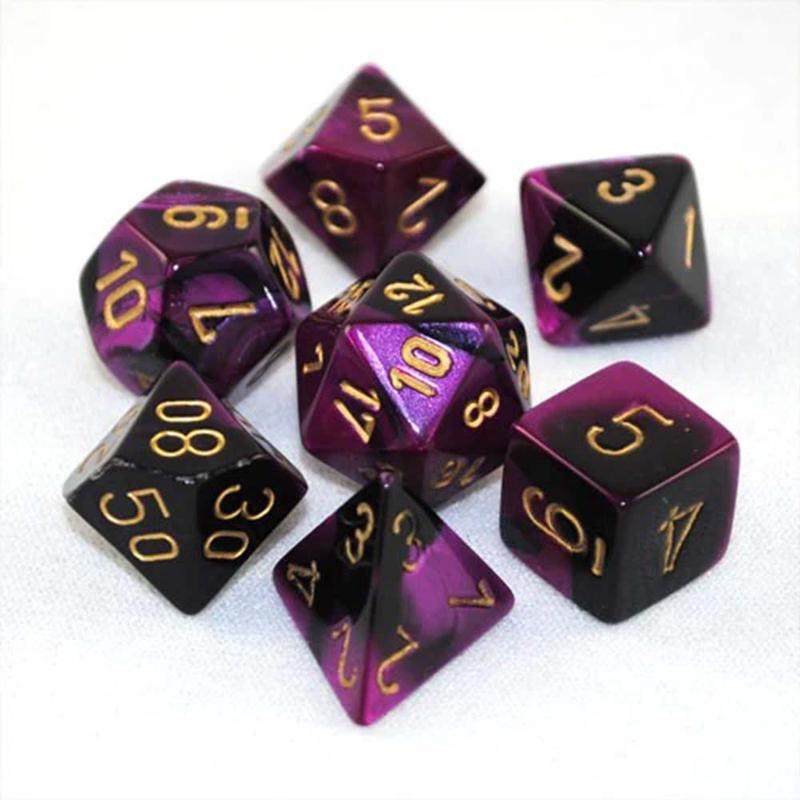 Chessex 20640 Gemini Mini-hedral Black-Purple/gold 7-Die Set