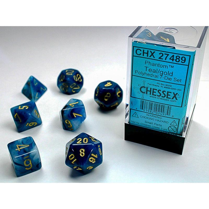 Chessex 27489 Phantom Teal w/gold Classic Polyhedral 7