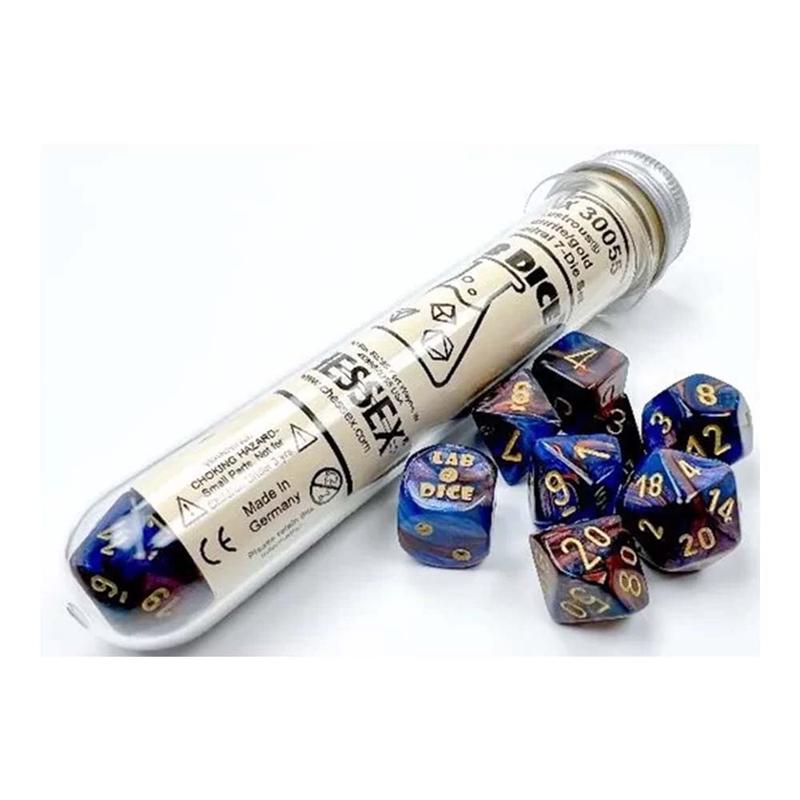 Chessex 30055 Lustrous Polyhedral Azurite/Gold
