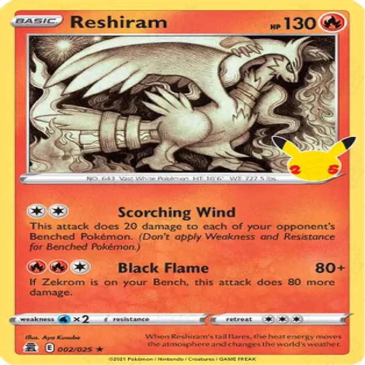 Pokemon TCG: Celebrations Reshiram 002/025 / Holo Rare