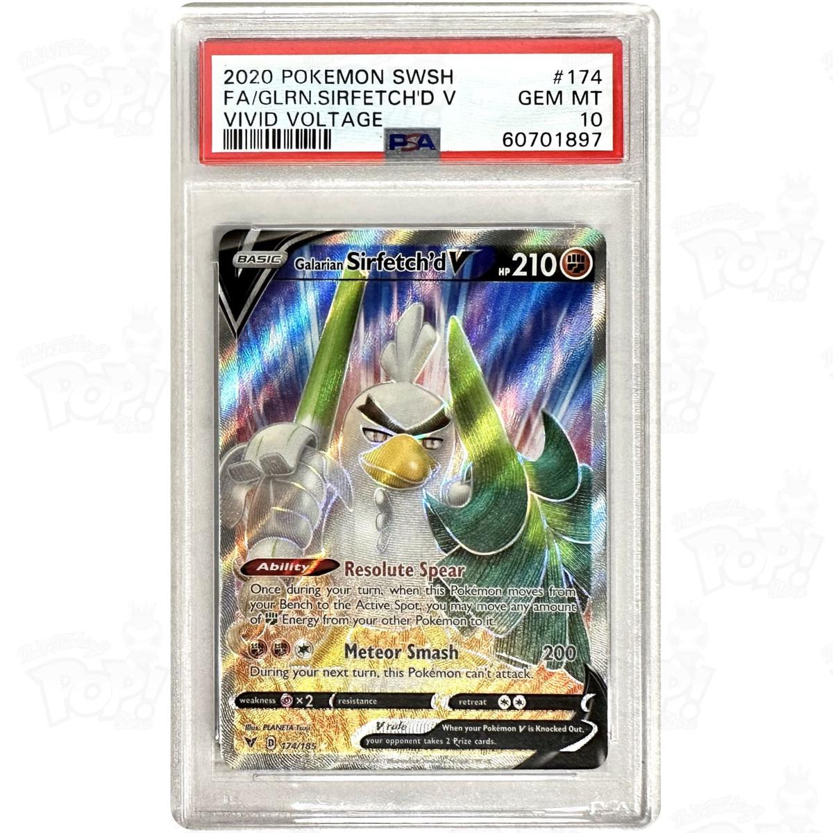 Pokemon TCG: Galarian Sirfetch'd V (Full Art) SWSH04: Vivid Voltage 174/185 PSA 10