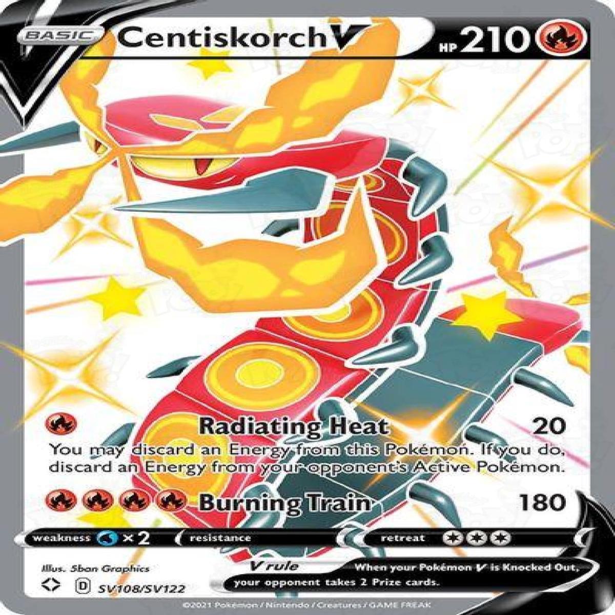 Pokemon TCG: Shining Fates: Centiskorch V SV108/SV122 / Shiny Holo Rare
