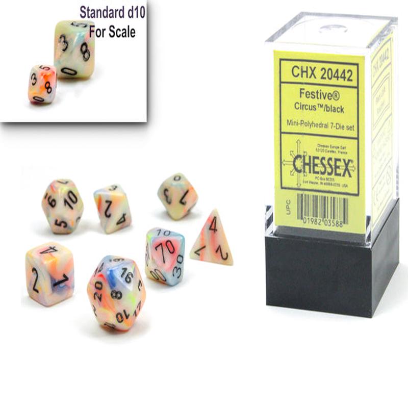Chessex 20442 Festive Mini-hedral Circus/black 7-Die set