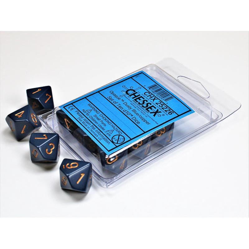 Chessex 25226 Opaque Dusty Blue/copper Set of Ten d10s