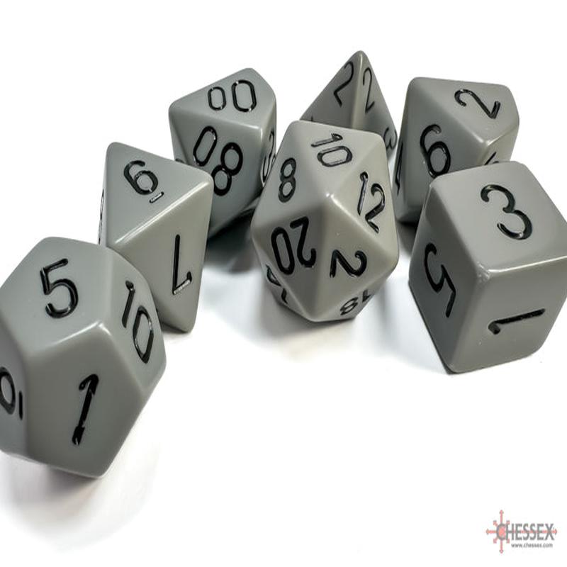 Chessex 25410 Grey w/black Opaque Polyhedral 7-Die Set