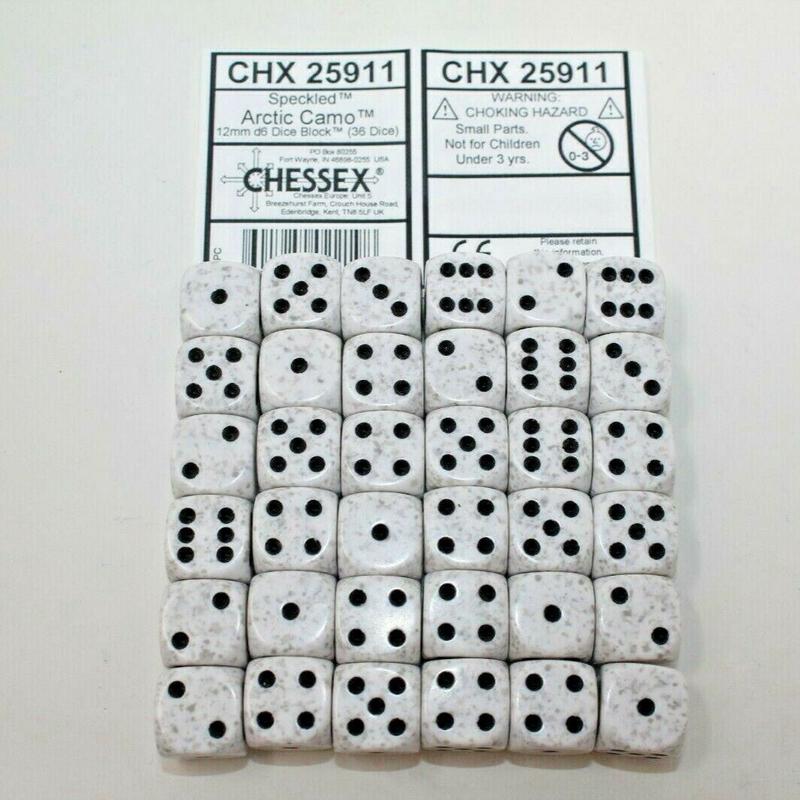 Chessex 25911 Speckled 12mm d6 Arctic Camo Dice Block (36 dice)