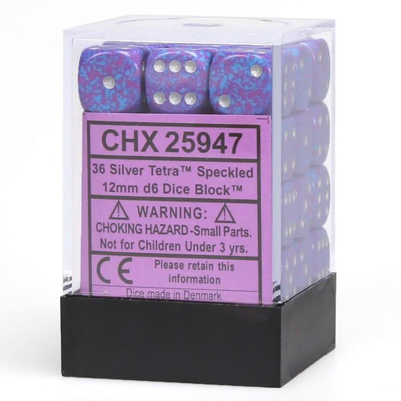Chessex 25947 Speckled 12mm d6 Silver Tetra Dice Block (36 dice)