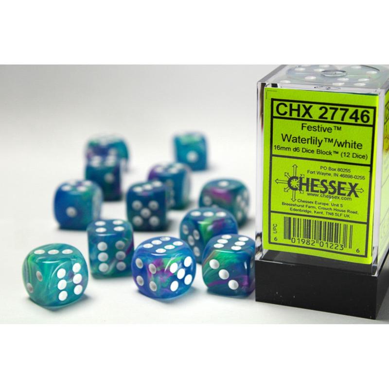 Chessex 27746 Signature 16mm d6 (12 Dice) Festive Wate