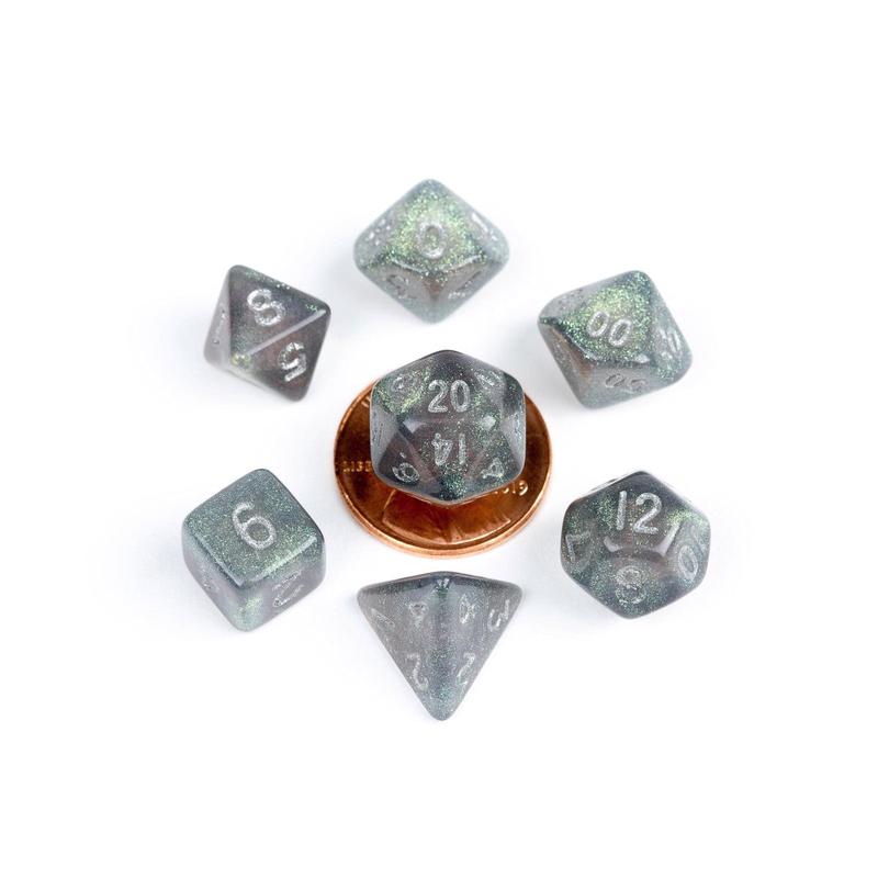 MDG MDG4177 Mini Polyhedral Dice Set: Stardust Grey with