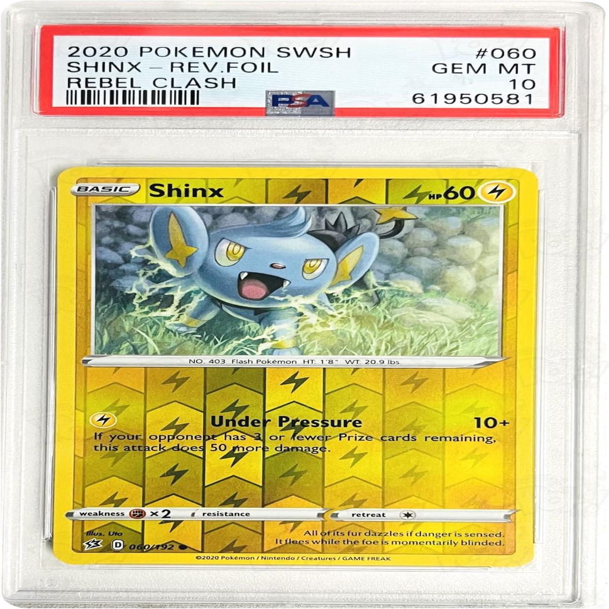 Pokemon TCG: SWSH02: Rebel Clash Shinx 060/192 / Reverse Holo PSA 10
