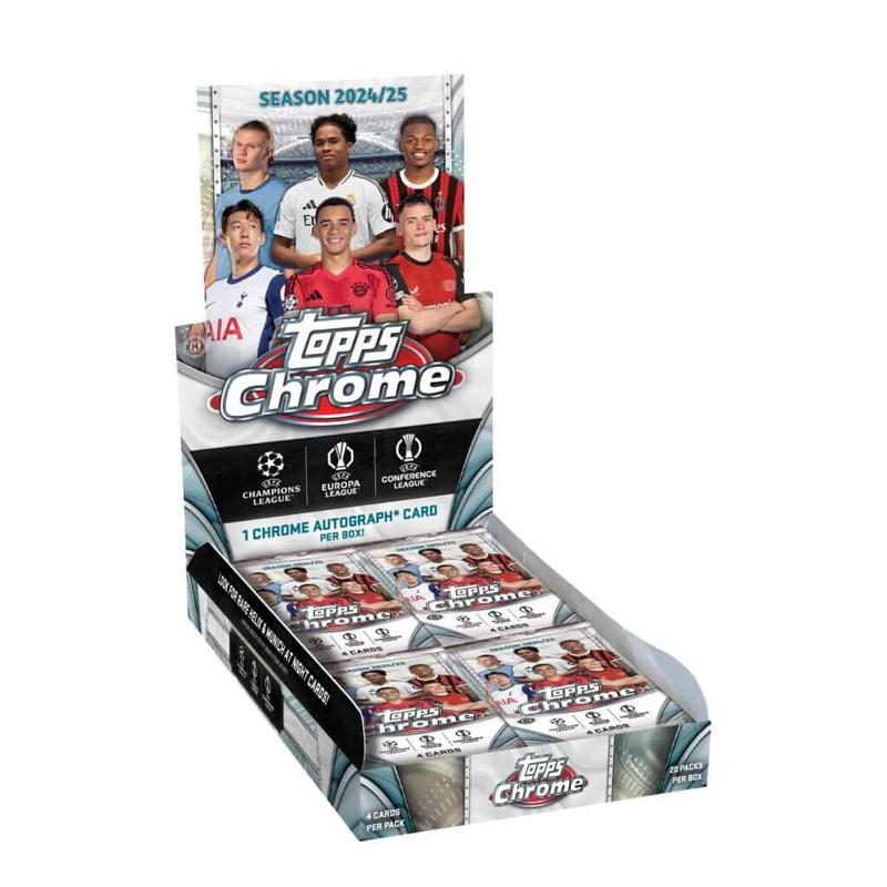 Topps 2024-25 Chrome UEFA Club Competitions Cards Hobby BOX (20 Packs Each)