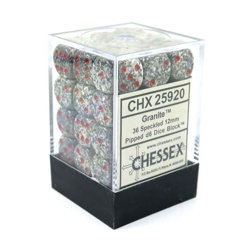 Chessex 25920 Speckled 12mm d6 Granite Dice Block (36 dice)