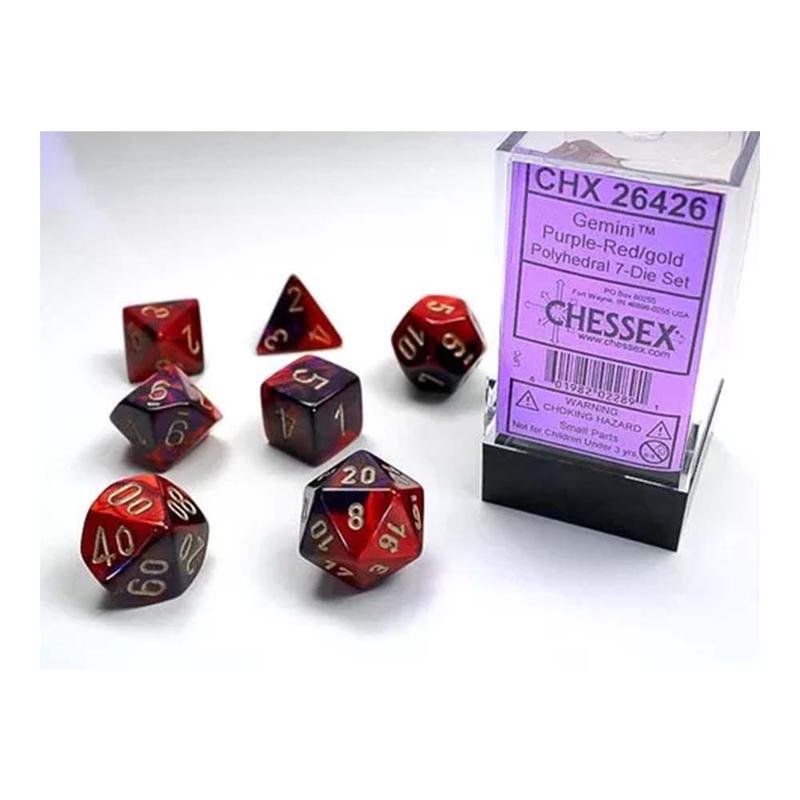 Chessex 26426 Gemini Purple-Red/Gold 7-Die Set