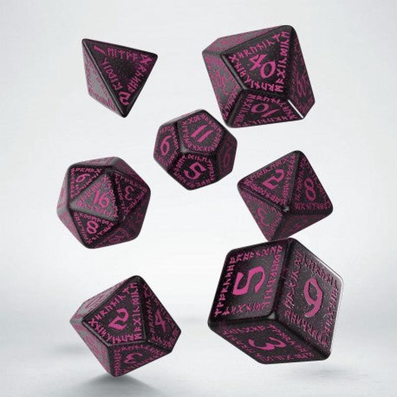 Q Workshop SRUN08 Runic Shimmering black with magenta Dice Set