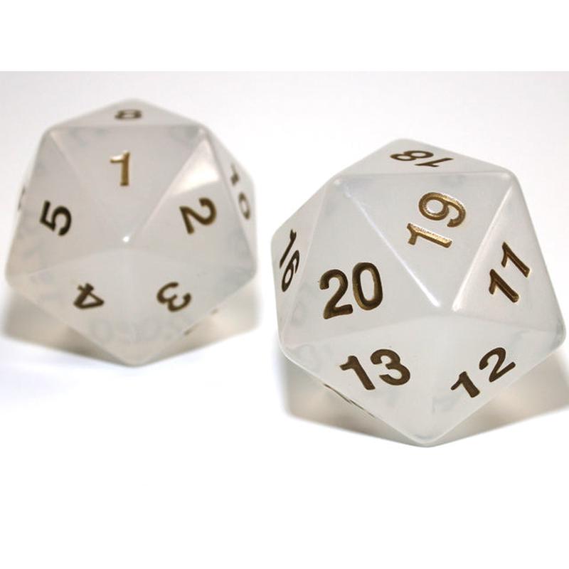 Chessex KOP18302 55mm Jumbo d20 Translucent Pearl/gold