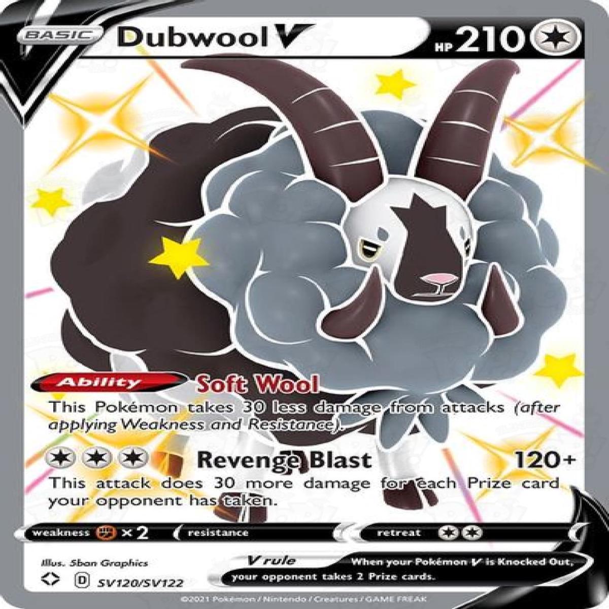 Pokemon TCG: Shining Fates: Dubwool V SV120/SV122 / Shiny Holo Rare