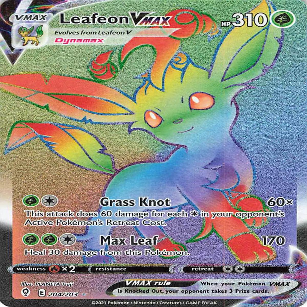 Pokemon TCG: SWSH07: Evolving Skies Leafeon VMAX 204/203 / Secret Rare