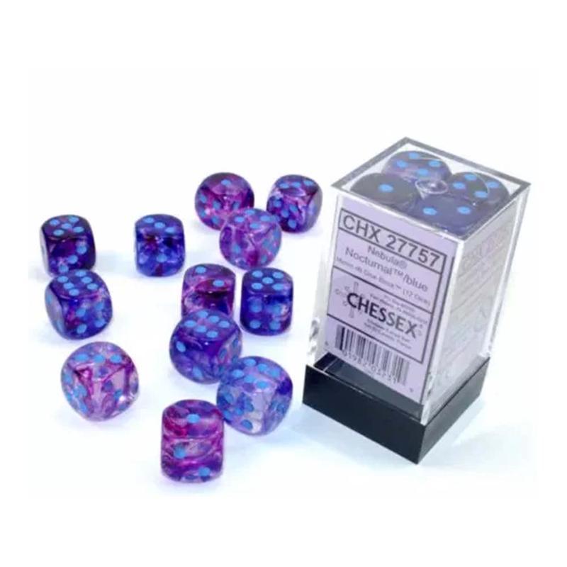 Chessex 27757 Signature 16mm d6 (12 Dice) Nebula Noctu