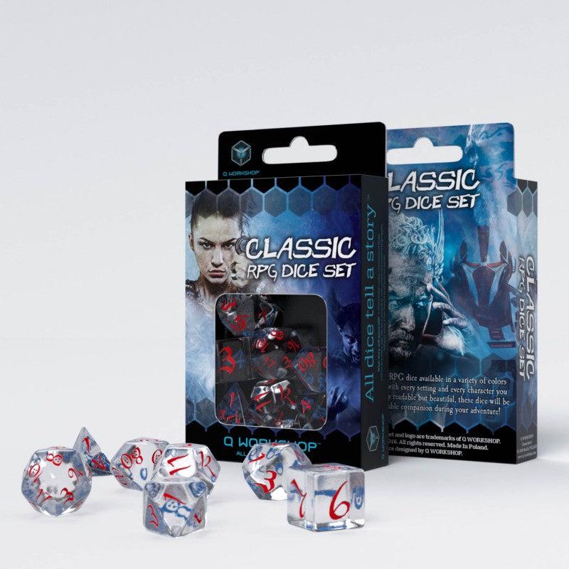 Q Workshop SCLE03 Classic RPG Translucent & blue-red Dice Set