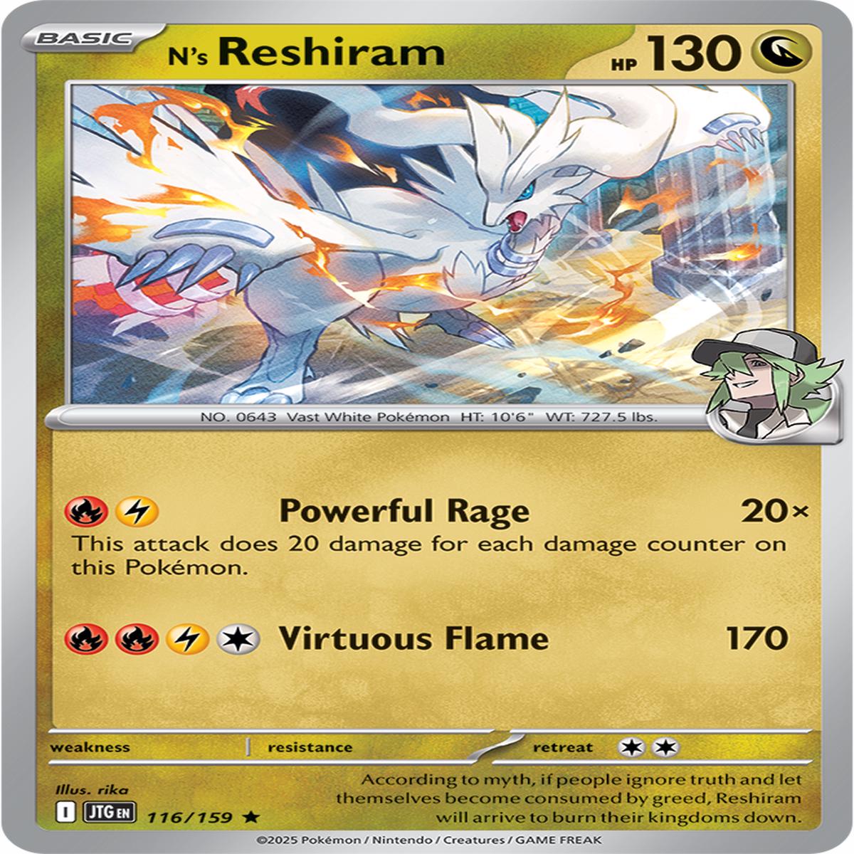 N's Reshiram 116/159 - Rare - Reverse Holo