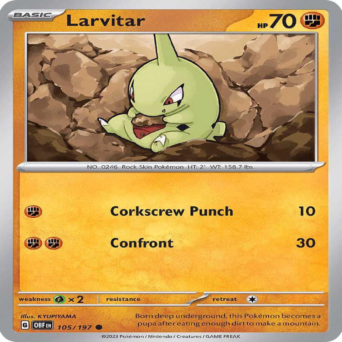 (105/197) Larvitar - Obsidian Flames