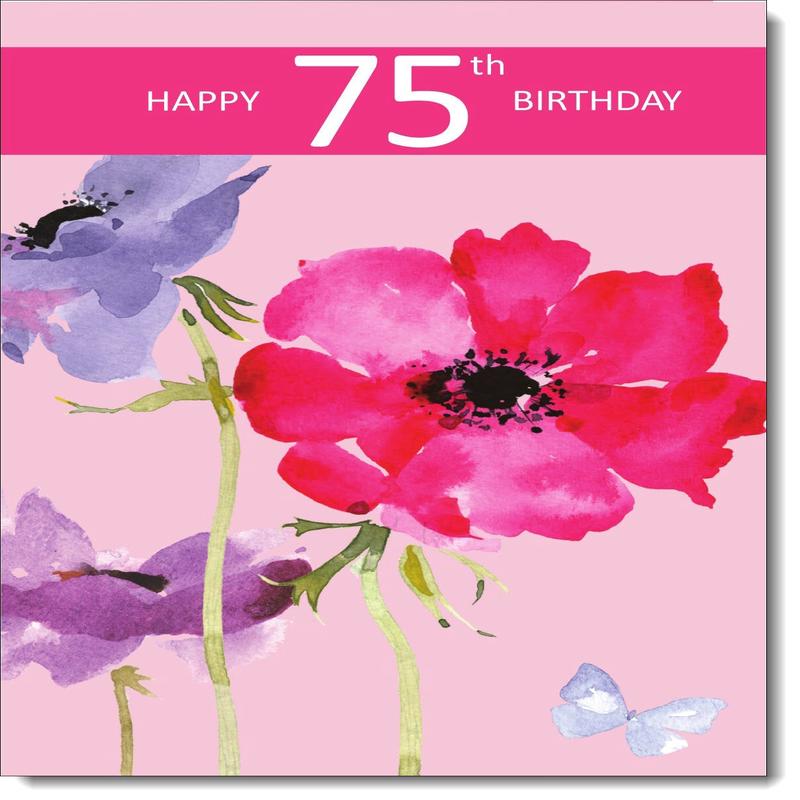 75th Birthday Card Age 75 for Her Sweet Pea Flowers