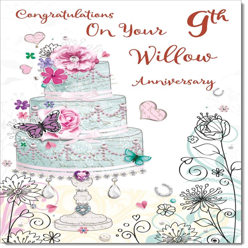 Your Willow 9th Wedding Anniversary Card Wedding Cake