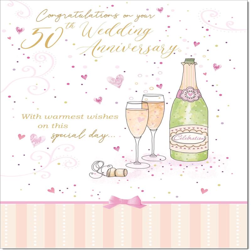 Your Golden 50th Wedding Anniversary Card Champagne