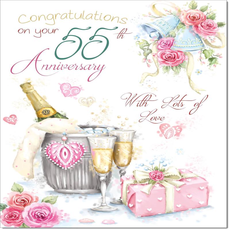 Your Emerald 55th Wedding Anniversary Card Champagne Bucket
