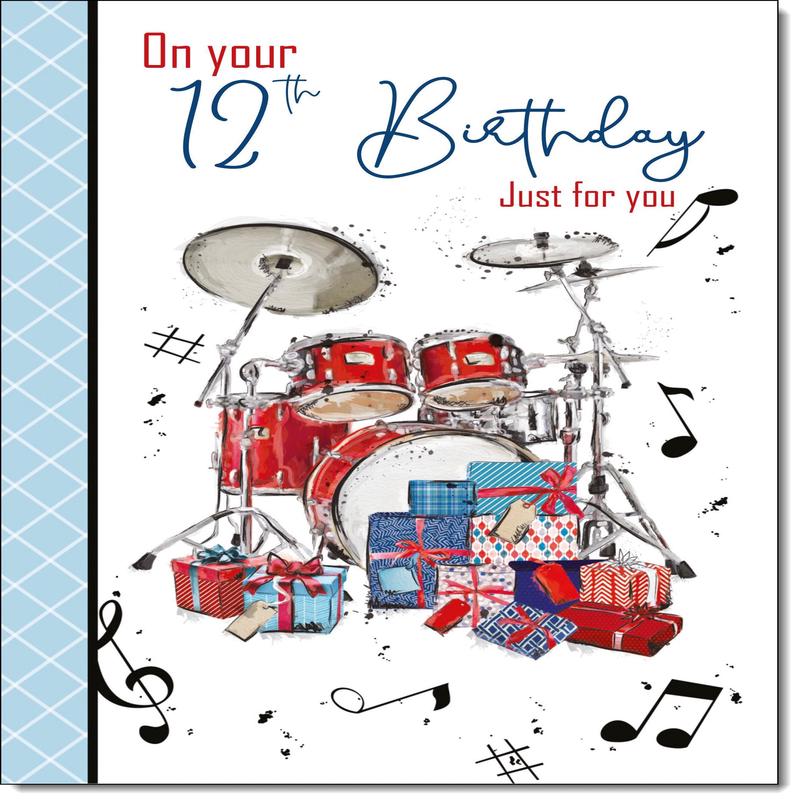 12th Birthday Card Age 12 for Boy Drumkit