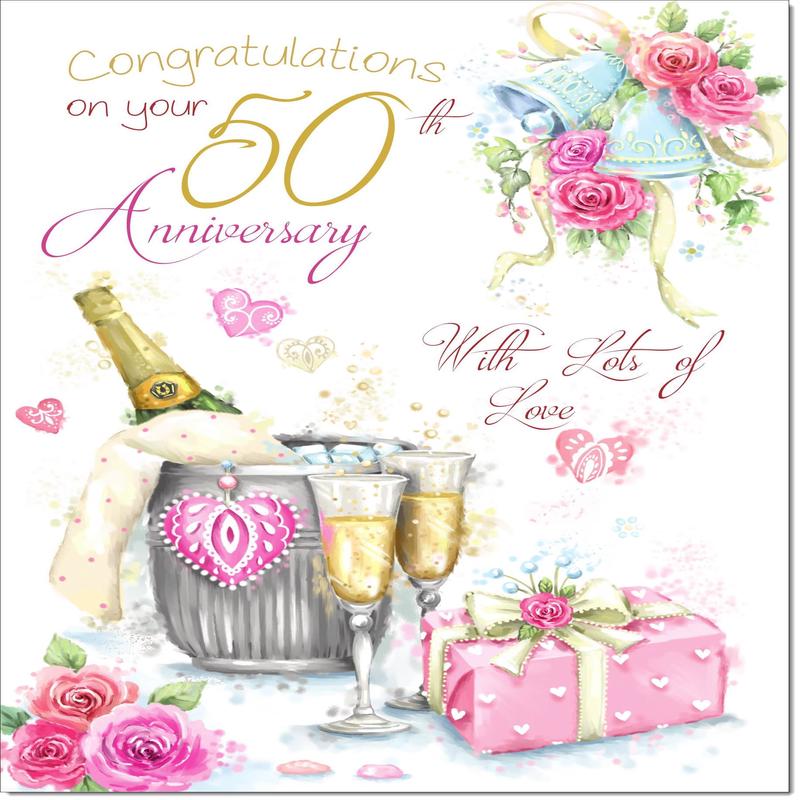 Your Golden 50th Wedding Anniversary Card Champagne Bucket
